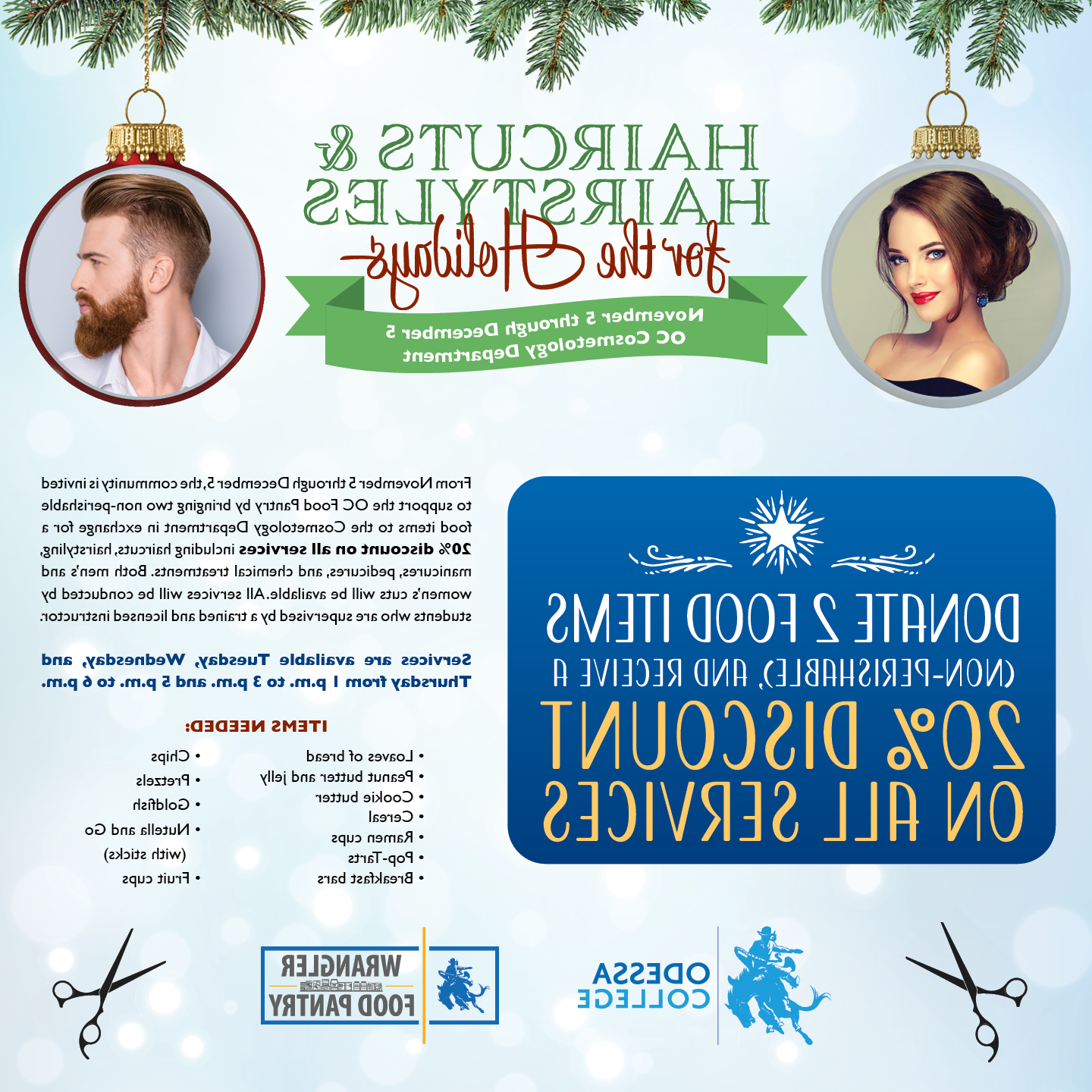 Odessa College Cosmetology Department and OC Food Pantry Launch “Haircuts and Hairstyles for the Holidays”